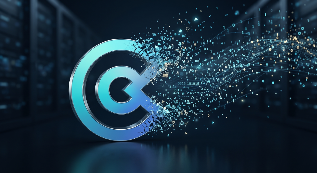 Закриття CoinEx: розпад логотипа біржі на цифрові частинки як символ ліквідації. Закрытие CoinEx: распад логотипа биржи на цифровые частицы как символ ликвидации. CoinEx closure: the exchange logo disintegrating into digital particles as a symbol of liquidation. Cierre de CoinEx: el logotipo del exchange desintegrándose en partículas digitales como símbolo de liquidación. CoinEx 停运：交易所标志分解为数字颗粒，象征平台清算。